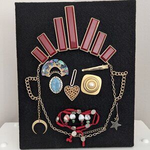 MODINE - Resting Gem Face Handmade Upcycled Jewellery Portrait Art - Piece 4